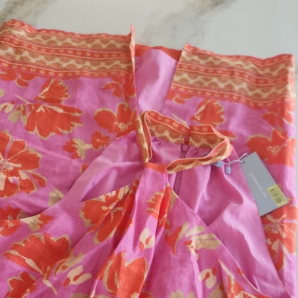 New! $189 Retail! Floral Pink and Orange Halter Dress..With Tags! - Picture 2 of 8
